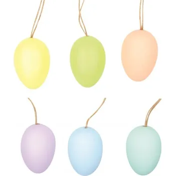 Velikonoční dekorace Vajíčka plastová pastel na zavěšení 6 cm, 6 ks v sáčku