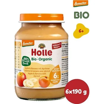 HOLLE BIO Jablko a banán s meruňkami 6× 190 g