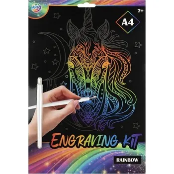 omalovánky Škrabací obrázek duhový, A4 - unicorn