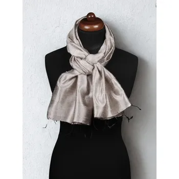Šála Šála ze surového hedvábí šedobéžová