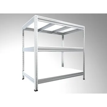 Dílenský regál Regál do technické místnosti Biedrax 45 x 90 x 120 cm, pozink, 3 police bílé lamino 12mm, nosnost 300 kg na polici