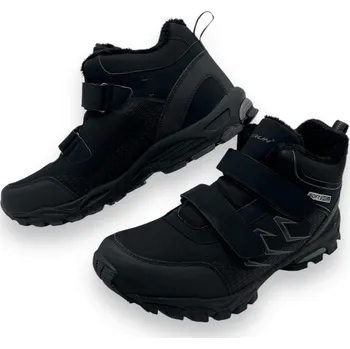 Pánská zimní obuv Superun Pánské černé softshellové nadměrné zimní boty na suchý zip 01 Černá 49
