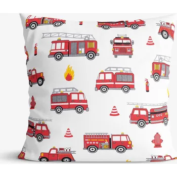 Povlak na polštářek Dětský bavlněný povlak na polštář - Hasičská auta 40 x 60 cm