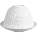 Bílý porcelánový svícen na čajovou svíčku s květinami Paollo - Ø 12 * 8 cm 230287904