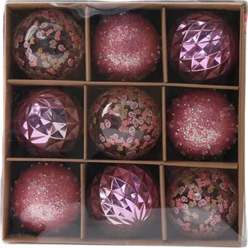 Vánoční dekorace 9 ks Růžové Vánoční koule 6 cm Nerozbitné závěsné ozdoby na stromeček Elegantní dekorace na domácí výzdobu, párty a Nový rok