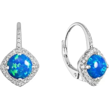 Náušnice Stříbrné náušnice - modrý opál (Ag 925 náušnice se SW kamínky - opál)