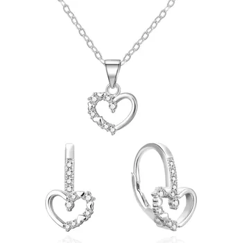Náušnice AGATO Něžná stříbrná sada šperků srdce AGSET369R