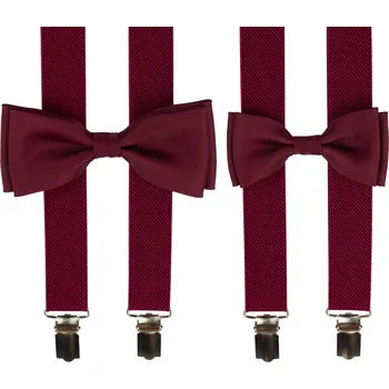 Kšandy Vínově červený set kšandy s motýlkem pro tátu a syna