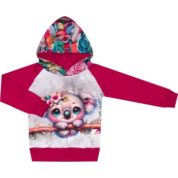 Mikina s kapucí - Kytičky s koalou - skladem Velikost: 86