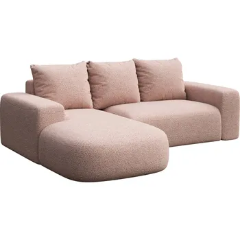 Pohovka Rodier Růžová bouclé rohová pohovka Monce 255 cm, levá