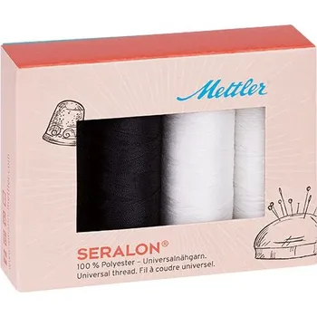 Nit Sada šicích nití PES - SERALON 100 METTLER (4x200m) - černá a bílá