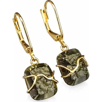 Náušnice Zlaté náušnice s vltavíny P20 0131