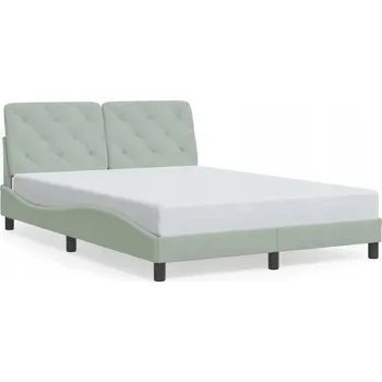 Postel Rám postele s čelem světle šedý 218 x 145 x 74,5 cm