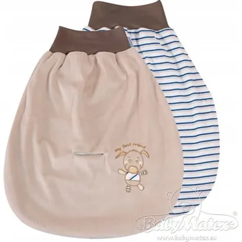 Prostěradlo Kojenecký polospací pytel Sono 0-8 mcy hnědý, pruhy, modré, oboustranný