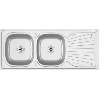 Granitový dřez Dvoukomorový dřez SUS 1200x500 stříbrný