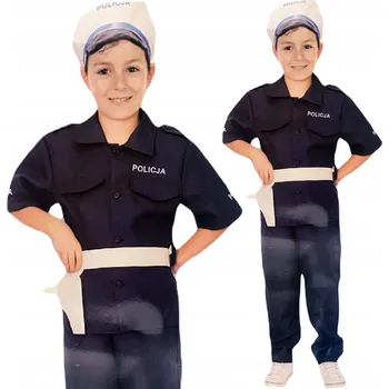 Karnevalový kostým KOSTÝM PRO CHLAPCE KOSTÝM POLICIE 3v1 POLICISTA ČEPICE PÁSEK HALLOWEEN