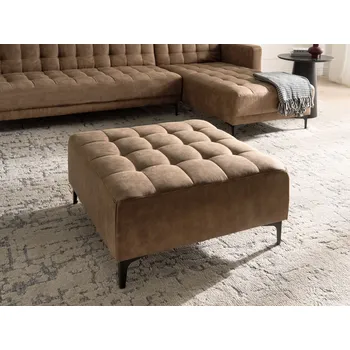 Taburet Taburet hnědý umělá kůže čtvercová podnožka stolička černé nohy moderní styl obývací pokoj Beliani