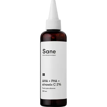 Pleťové tonikum Sane s AHA + PHA kyselinami + Vitamínem C 100 ml