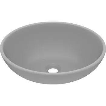 Oválné keramické umyvadlo matné světle šedé 400x330x135 mm
