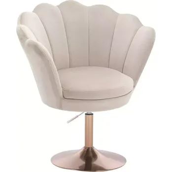 LuxuryForm DESIGN Kosmetické křeslo FREY VELUR na zlatém talíři - latte