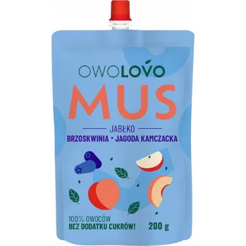 Dětská výživa OWOLOVO PREMIUM ovocné pyré JABLKO BROSKVE KAMČATSKÁ BORŮVKA 200g
