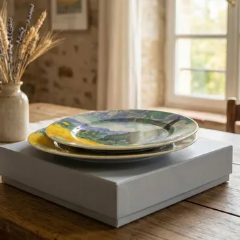 Talíř Sada porcelánových dezertních talířů DUO WHEAT FIELD INSPIRED BY VAN GOGH, 2 ks.