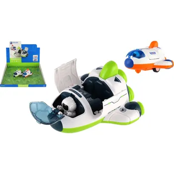 autíčko Teddies Raketoplán/raketa plast 10x11cm s kosmonautem na setrvačník 2 barvy