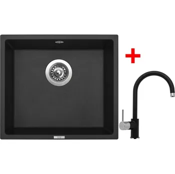 Granitový dřez Set Sinks Frame 457 Pureblack + Vitalia GR