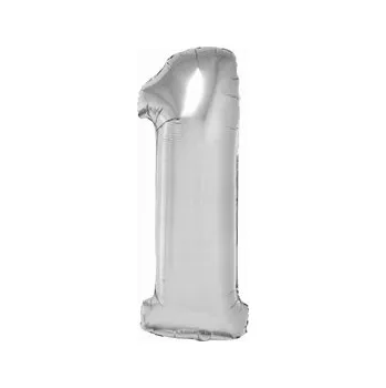 Balónek Fóliový balónek Smart, Číslice 1, stříbrný, 76 cm