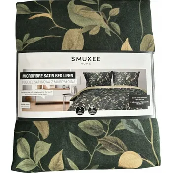 Povlečení Povlečení SATÉNOVÉ z Mikrovlákna Tmavě Zeleň Větvičky LISTY 220 x 200