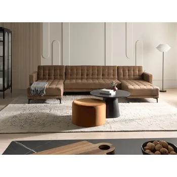 Sedací souprava Rozkládací pohovka hnědá umělá kůže moderní styl 5místná modulární černé nohy ve tvaru U s lenoškami obývací pokoj Beliani