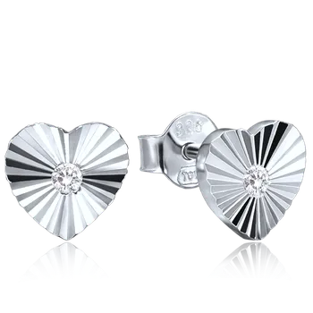 Šperk MINET Decentní stříbrné náušnice srdíčka se zirkony