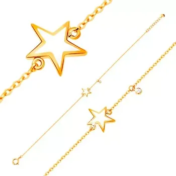 Náramek Zlatý náramek 585 - bílá glazovaná hvězdička, zirkon čiré barvy