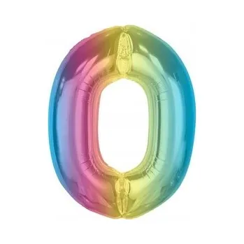 Balónek Fóliový balónek Smart, číslice 0, duhový, 92 cm AA