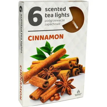 Svíčka Parafínová čajová svíčka Cinnamon Admit 6 ks