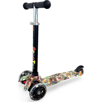 Koloběžka Koloběžka tříkolová MINI SCOOTER se svítícími kolečky, MONSTERS