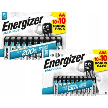 Článková baterie 20x alkalické baterie AAA Energizer Max Plus LR03 1,5V malé tužkové baterie baterie