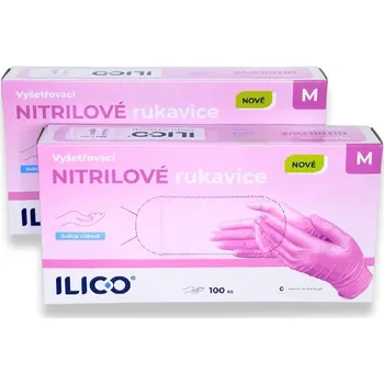 Vyšetřovací rukavice ILICO Nitrilové rukavice, nepudrované, 100 ks, růžové Velikost: S prémiová ochrana i kvalita v růžové variantě