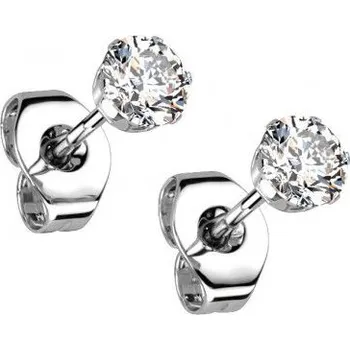 Náušnice Ocelové náušnice - čiré zirkony 3 mm