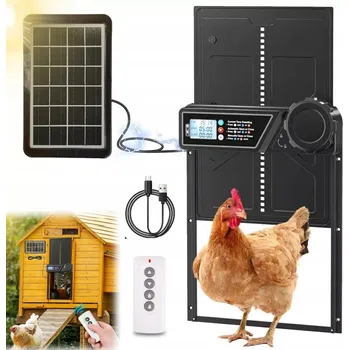 Automatická Dvířka Do Kurníku s časovačem Solární zastavení, voděodolné + dálkové ovládání
