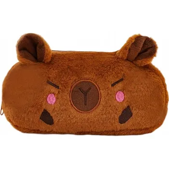 Penál Plyšový penál do školy z kožešiny Kapybara s červenajícími se tvářemi