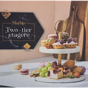 2patrový Mramorový kulatý Podnos Etażerka Exkluzivní Podnos 22 x 24 cm