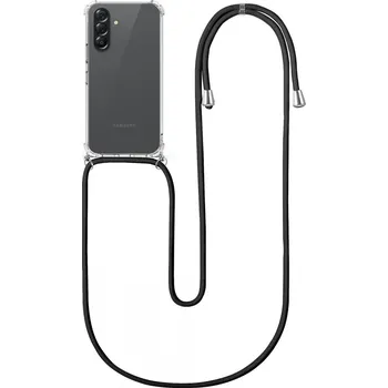 Pouzdro na mobilní telefon Kryt Samsung A36 s černou šňůrkou průhledný (obal neboli pouzdro na Samsung A36)