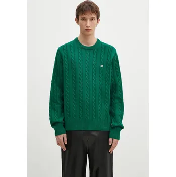 Dámská móda Vlněný svetr FILA+ Cabled Knitted Crewneck, XL, zelená, 78X