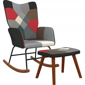 Křeslo Tmavé patchworkové houpací křeslo s podnožkou 61x78x98 cm, vícebarevné