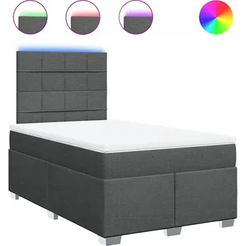 Postel Kontinentální postel s LED osvětlením, tmavě šedá, 200 x 120 x 140,5/150 cm