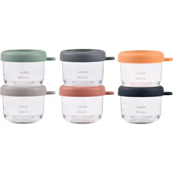 Stolování Beaba Kelímky na jídlo skleněné 6x 150 ml Sunrise