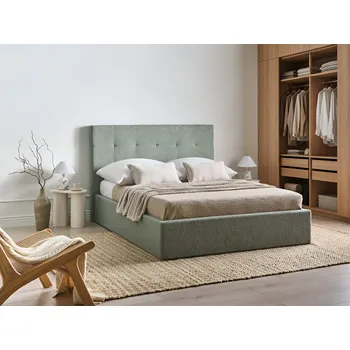 Postel Postel zelená buklé čalounění 140 x 200 cm s úložným prostorem čelo úložný prostor moderní design Beliani