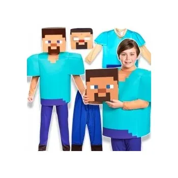 Karnevalový kostým KOSTÝM MINECRAFT PŘEVLEK PRO CHLAPCE STEVE SADA MASKA KOSTÝM NA PLES