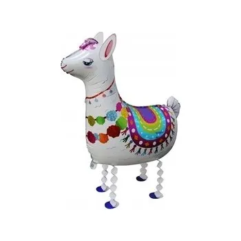 Balónek Fóliový balónek LAMA chodící, plnitelný heliem, 75 cm, narozeniny